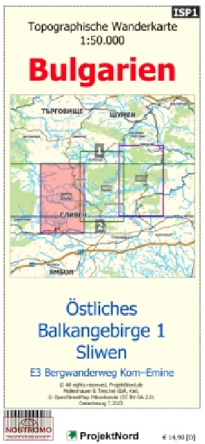 MONTAGNES DES BALKANS ORIENTAUX 1 - SLIWEN | carte topographique Projektnord