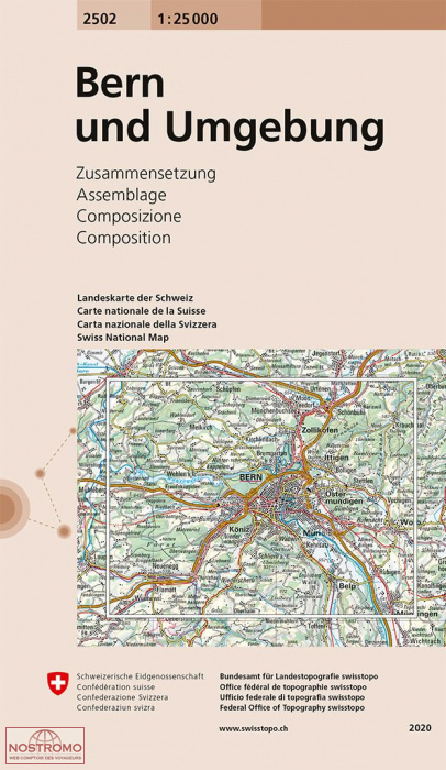 2502 BERN UND UMGEBUNG | carte topographique Swisstopo