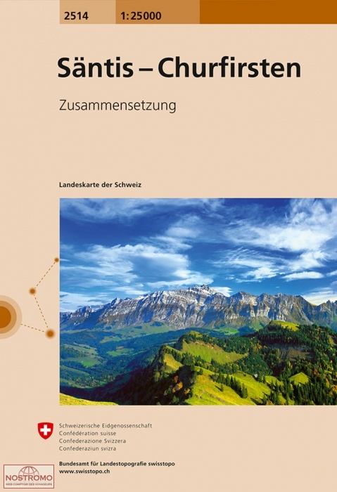 2514 SÄNTIS - CHURFIRSTEN | carte topographique Swisstopo