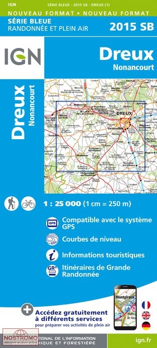 2015SB DREUX - NONANCOURT | carte de randonnée IGN