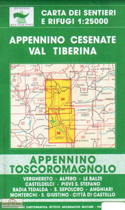 34-36 APPENNINO CESENATE - VAL TIBERINA | carte de randonnée Multigraphic