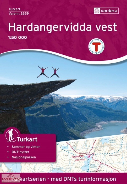 2659 HARDANGERVIDDA VEST | carte de randonnée Nordeca