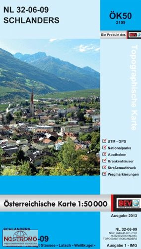 2109 SCHLANDERS | carte topographique BEV