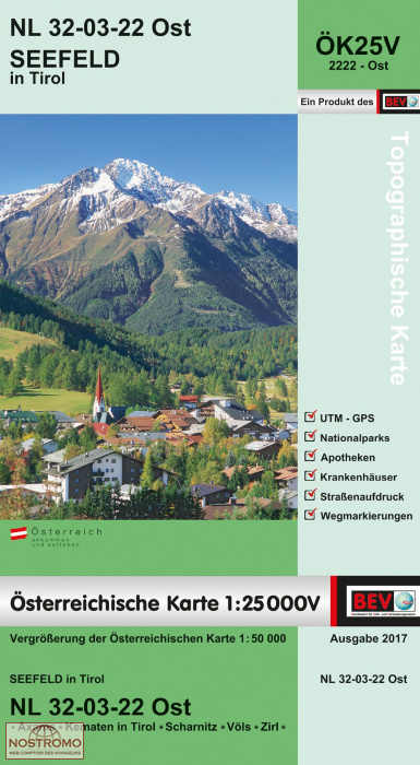 2222-OST SEEFELD IN TIROL | carte topographique BEV