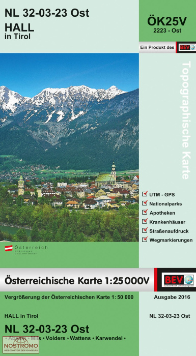 2223-OST HALL IN TIROL | carte topographique BEV