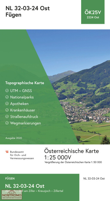 2224-OST FÜGEN | carte topographique BEV