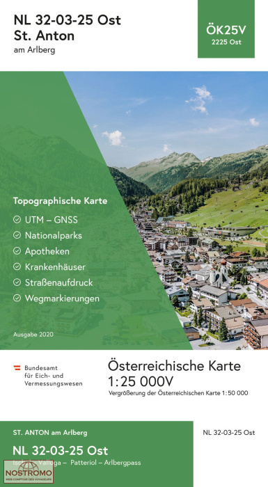 2225-OST SANKT ANTON AM ARLBERG | carte topographique BEV