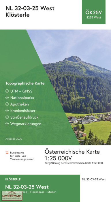 2225-WEST KLÖSTERLE AM ARLBERG | carte topographique BEV