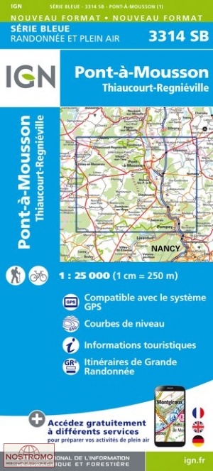 3314SB PONT-À-MOUSSON | carte de randonnée IGN