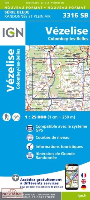 3316SB VÉZELISE | carte de randonnée IGN