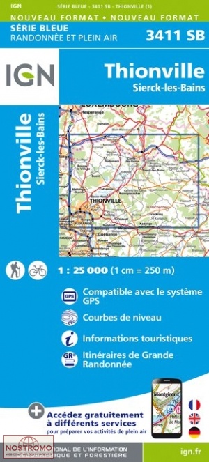 3411SB THIONVILLE | carte de randonnée IGN