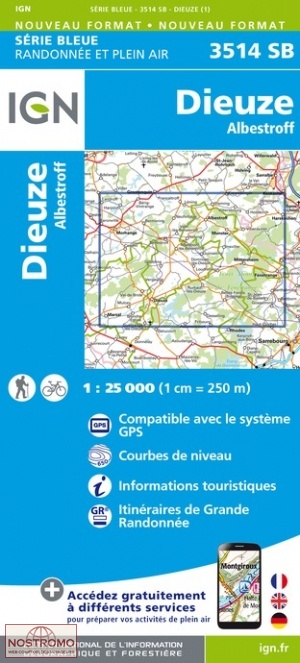 3514SB DIEUZE - ALBESTROFF | carte de randonnée IGN