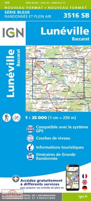 3516SB LUNÉVILLE - BACCARAT | carte de randonnée IGN