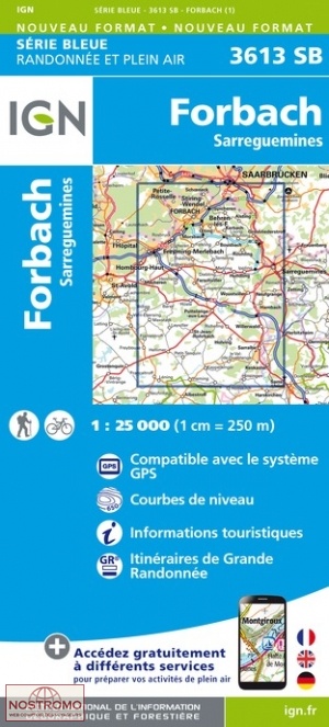 3613SB FORBACH | carte de randonnée IGN