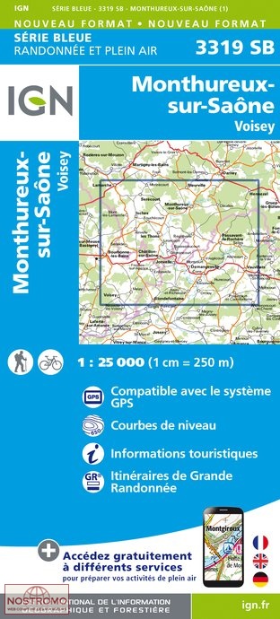 3319SB MONTHUREUX-SUR-SAÔNE | carte de randonnée IGN