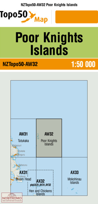 AW32 POOR KNIGHTS ISLANDS | carte topographique LINZ