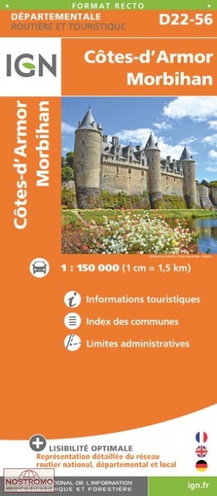 D22-56 CÔTES-D'ARMOR - MORBIHAN | carte routière IGN