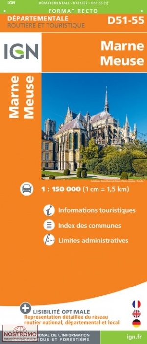 D51-55 MARNE - MEUSE | carte routière IGN
