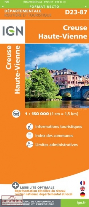 D23-87 CREUSE - HAUTE-VIENNE | carte routière IGN