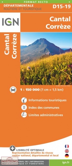 D15-19 CANTAL - CORRÈZE | carte routière IGN