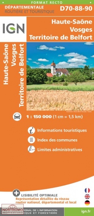 D70-88-90 HAUTE-SAÔNE - VOSGES - TERRITOIRE DE BELFORT | carte routière IGN
