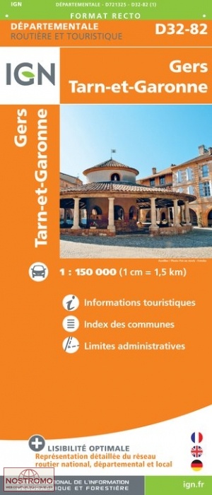 D32-82 GERS - TARN-ET-GARONNE | carte routière IGN