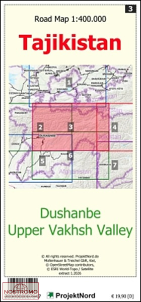 03 DUCHANBÉ - HAUTE VALLÉE DU VAKHCH | carte topographique Projektnord