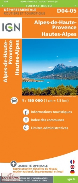 D04-05 ALPES-DE-HAUTE-PROVENCE - HAUTES-ALPES | carte routière IGN