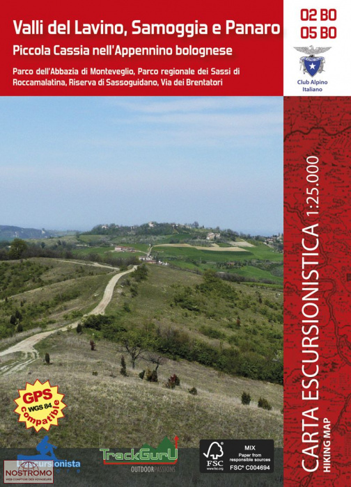 02BO/05BO VALLI DEL LAVINO, SAMOGGIA E PANARO | l'Escursionista/Track Guru hiking map