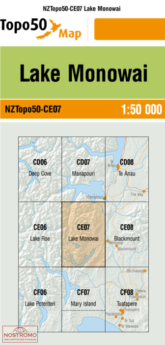 CE07 LAKE MONOWAI | carte topographique LINZ