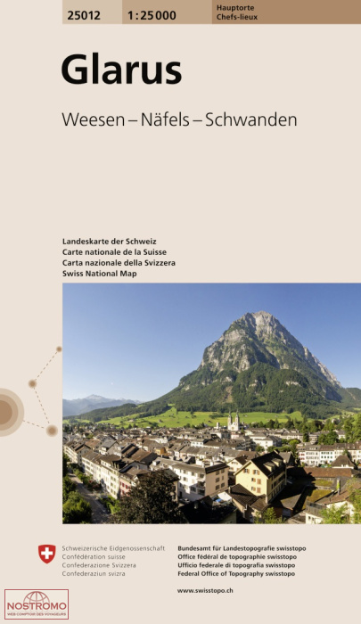 25012 GLARUS - WEESEN – NÄFELS – SCHWANDEN | carte topographique Swisstopo