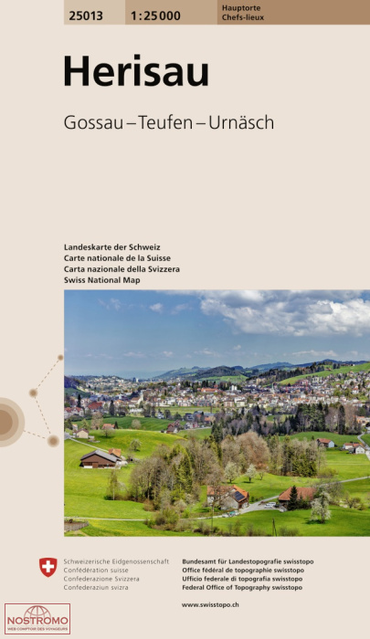 25013 HERISAU - GOSSAU – TEUFEN - URNÄSCH | carte topographique Swisstopo