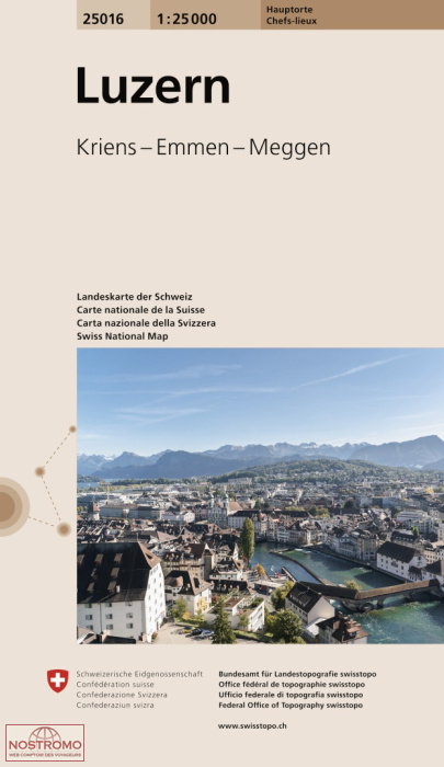25016 LUZERN - KRIENS – EMMEN – MEGGEN | carte topographique Swisstopo