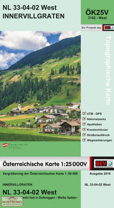 3102-WEST INNERVILLGRATEN | carte topographique BEV