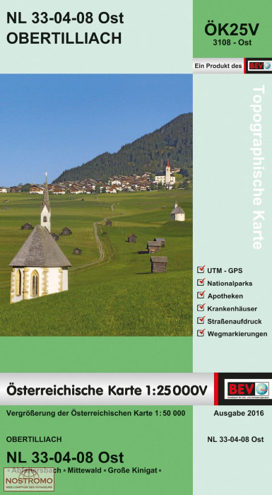 3108-OST OBERTILLIACH | carte topographique BEV