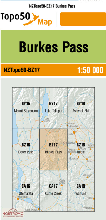BZ17 BURKES PASS | carte topographique LINZ