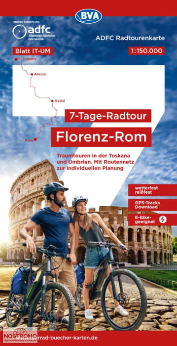 FLORENCE - ROME | carte de cyclotourisme BVA BikeMedia