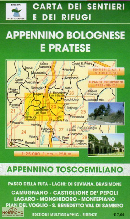 23 APPENNINO BOLOGNESE E PRATESE | carte de randonnée Multigraphic