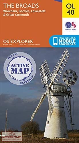 OL40 THE BROADS - WROXHAM, BECCLES & GREAT YARMOUTH | Ordnance Survey hiking map