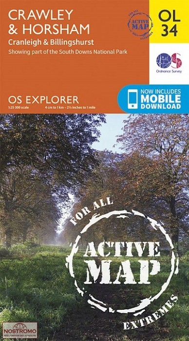 OL34 CRAWLEY & HORSHAM - CRANLEIGH & BILLINGHURST | OS hiking map