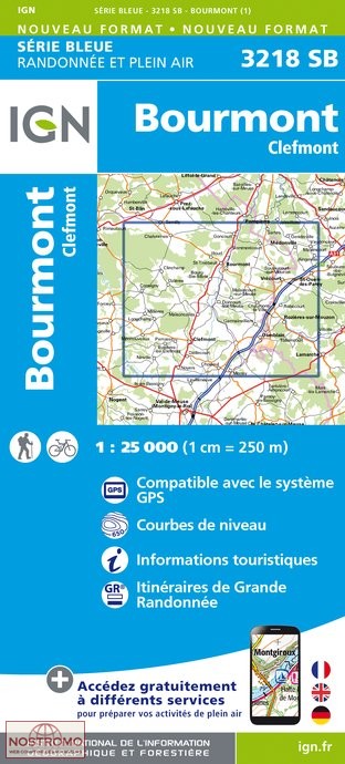 3218SB BOURMONT | carte de randonnée IGN