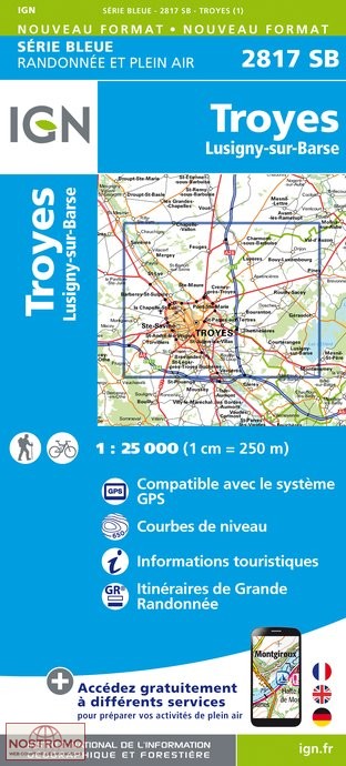 2817SB TROYES | carte de randonnée IGN