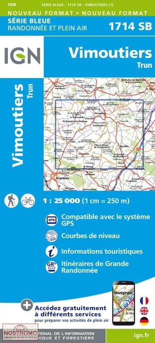 1714SB VIMOUTIERS - TRUN | carte de randonnée IGN