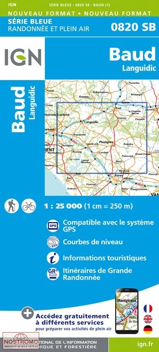 0820SB BAUD - LANGUIDIC | carte de randonnée IGN