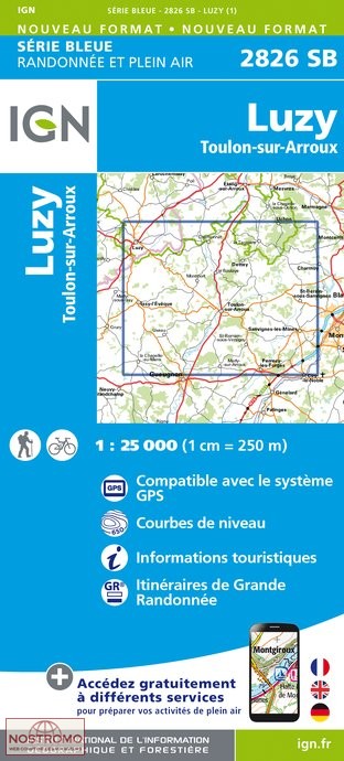 2826SB LUZY | carte de randonnée IGN
