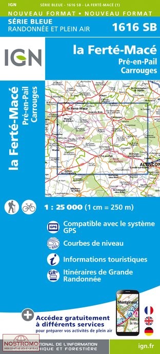 1616SB LA FERTÉ-MACÉ | carte de randonnée IGN