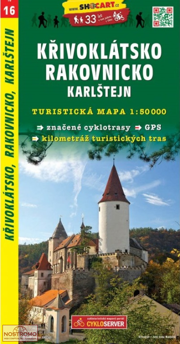 16 KŘIVOKLÁTSKO - RAKOVNICKO - KARLŠTEJN | carte de randonnée Shocart