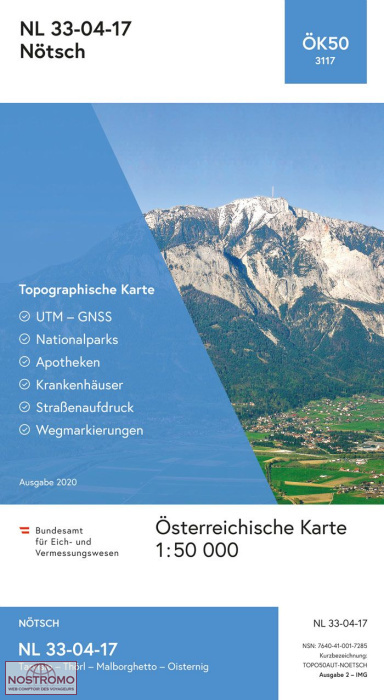 3117 NÖTSCH IM GAILTAL | carte topographique BEV