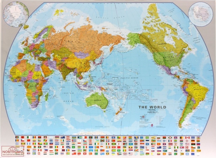 THE WORLD 1/30 - PACIFIC CENTERED | Maps International wall map
