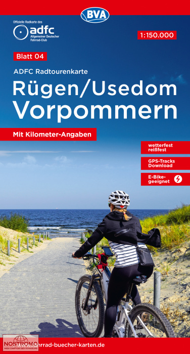 04 RÜGEN/USEDOM - VORPOMMERN | carte de cyclotourisme BVA BikeMedia